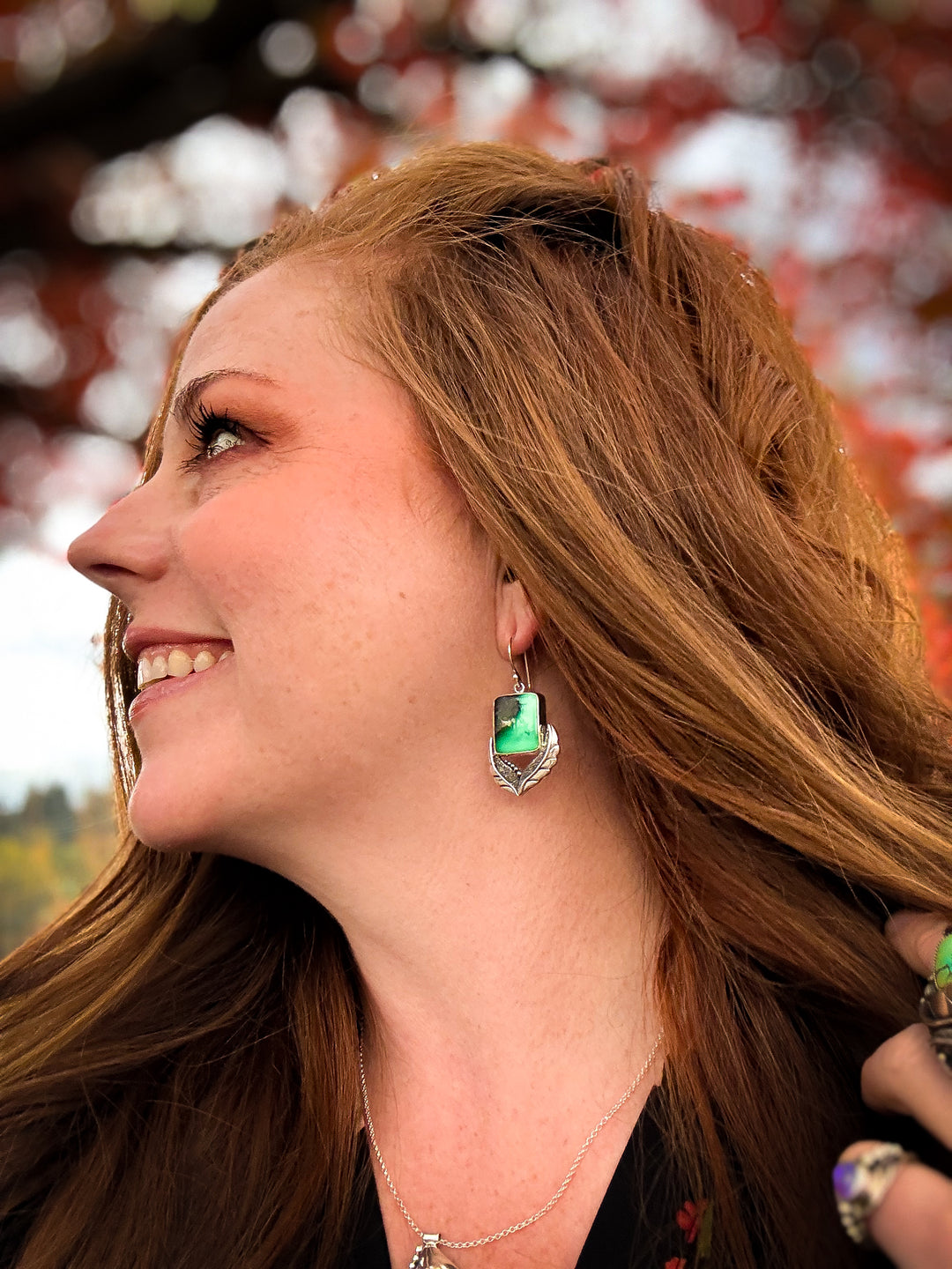 Emerald Rose Variscite Earrings