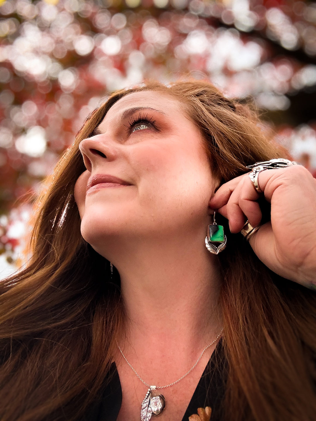 Emerald Rose Variscite Earrings