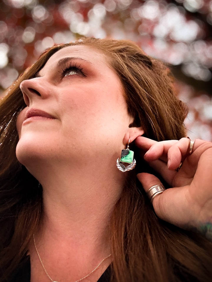 Emerald Rose Variscite Earrings