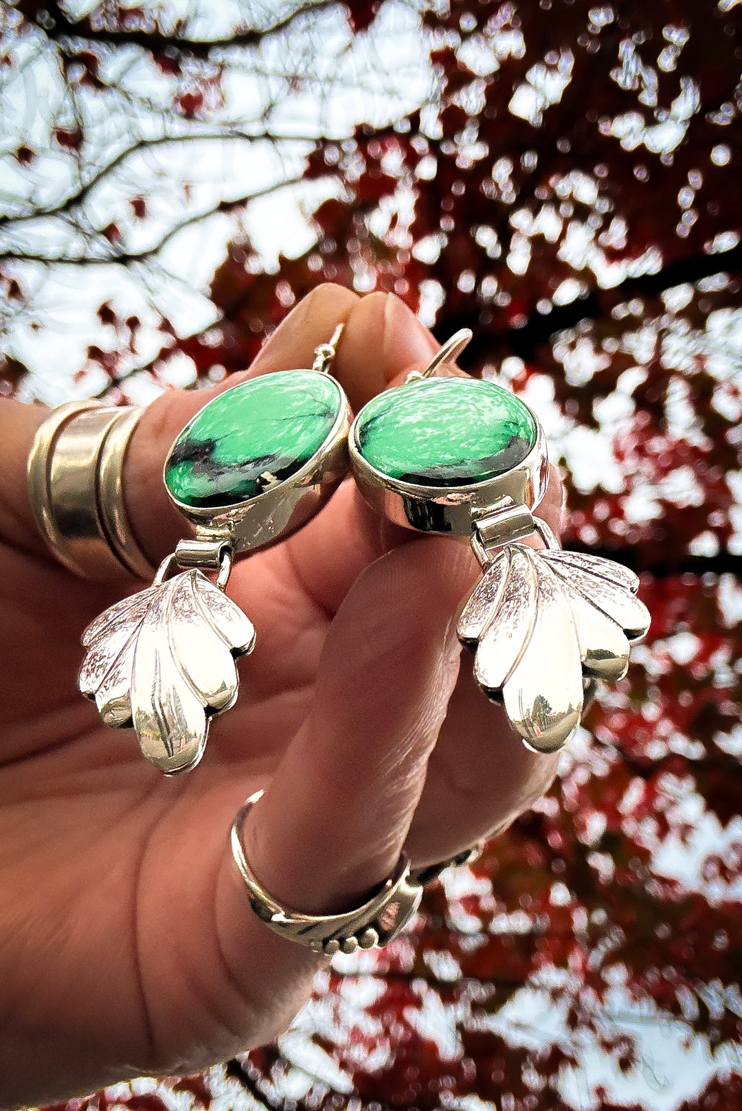 Emerald Rose Variscite Earrings