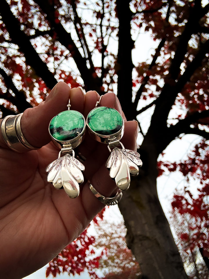 Emerald Rose Variscite Earrings