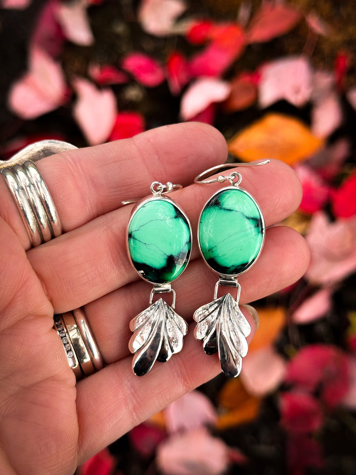 Emerald Rose Variscite Earrings