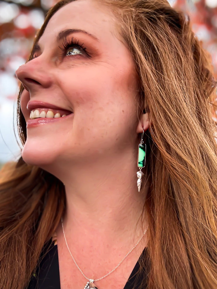 Emerald Rose Variscite Earrings