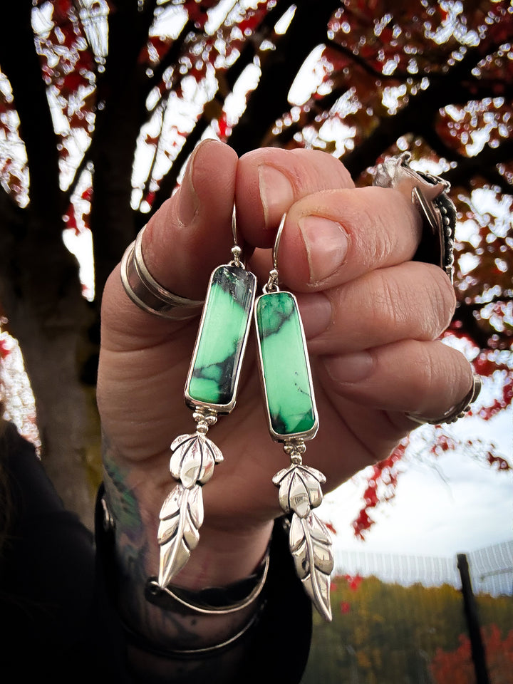 Emerald Rose Variscite Earrings