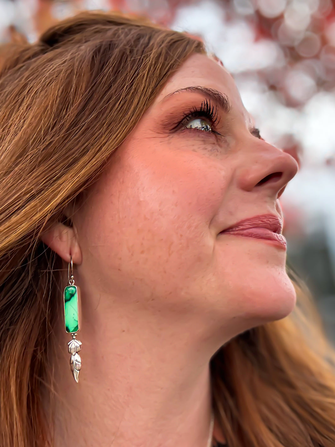 Emerald Rose Variscite Earrings