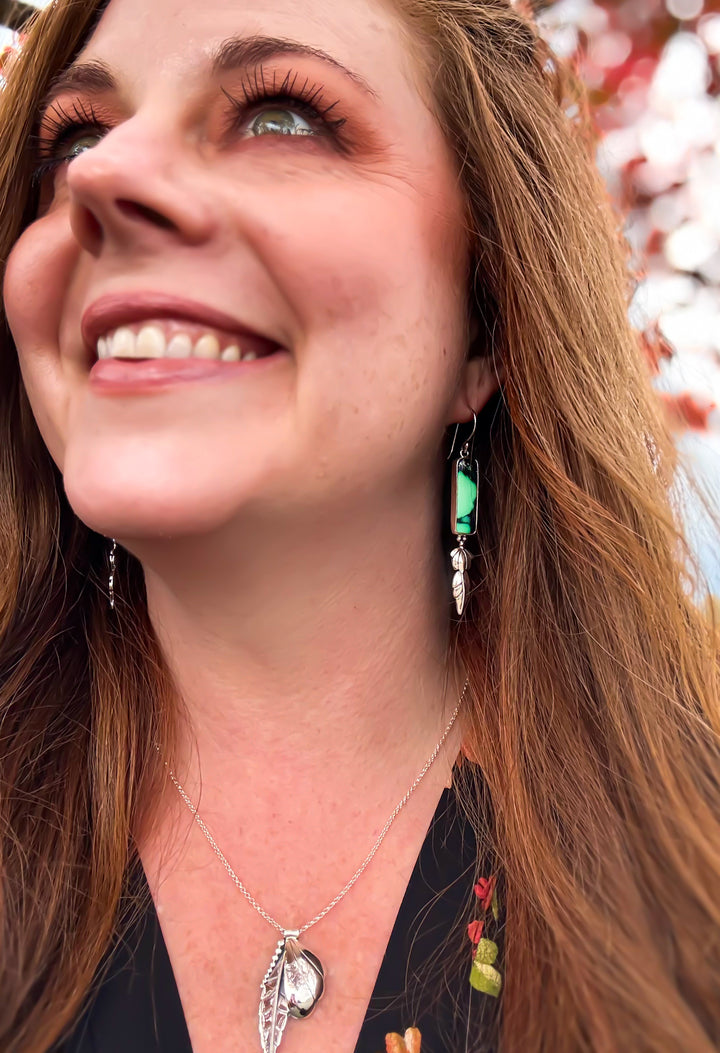 Emerald Rose Variscite Earrings