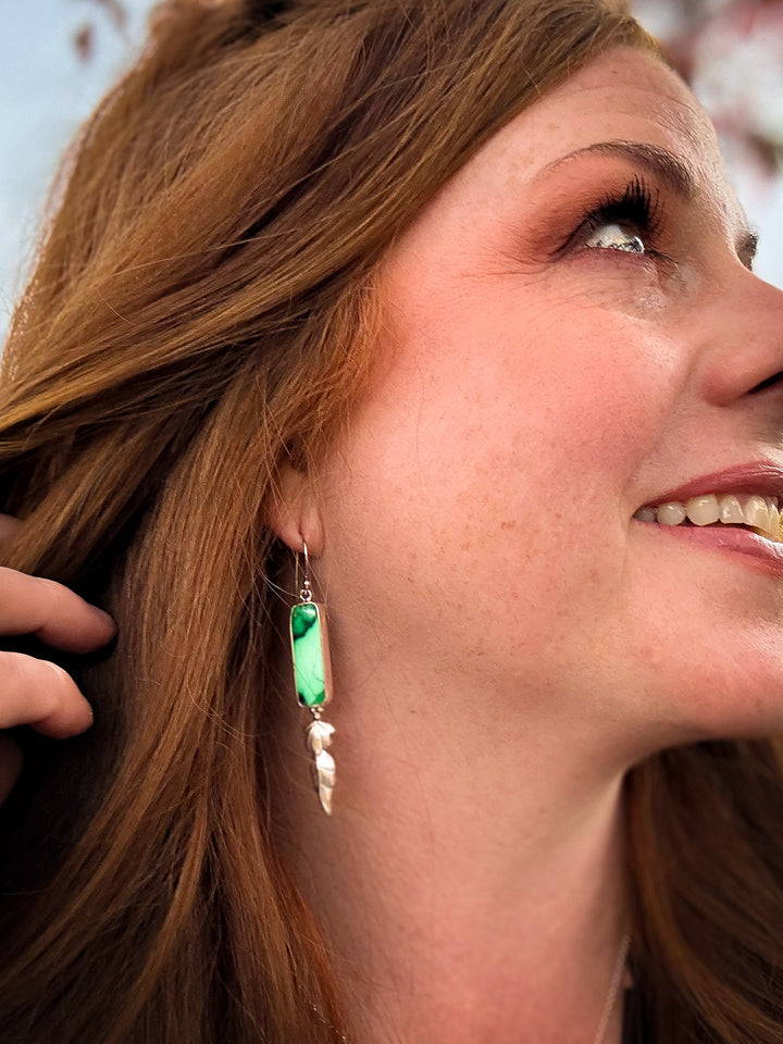 Emerald Rose Variscite Earrings
