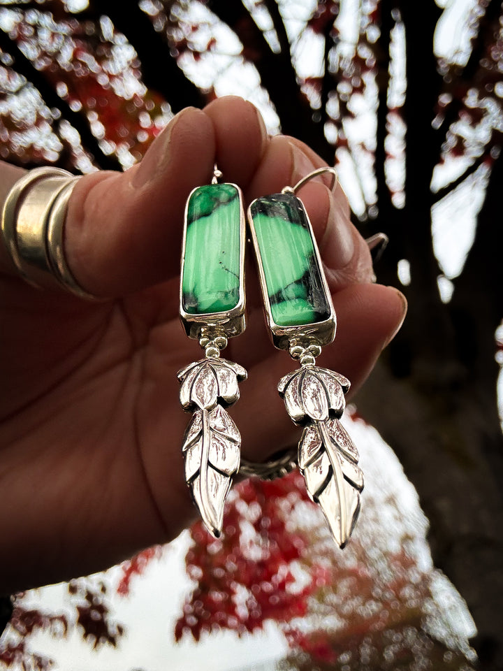 Emerald Rose Variscite Earrings