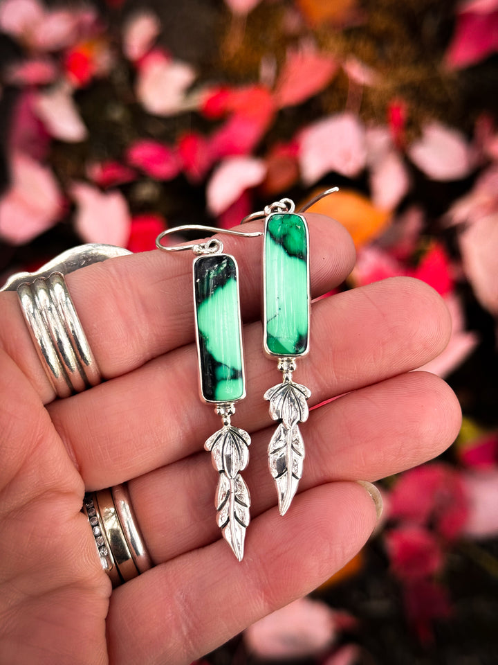 Emerald Rose Variscite Earrings