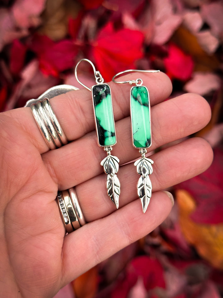 Emerald Rose Variscite Earrings