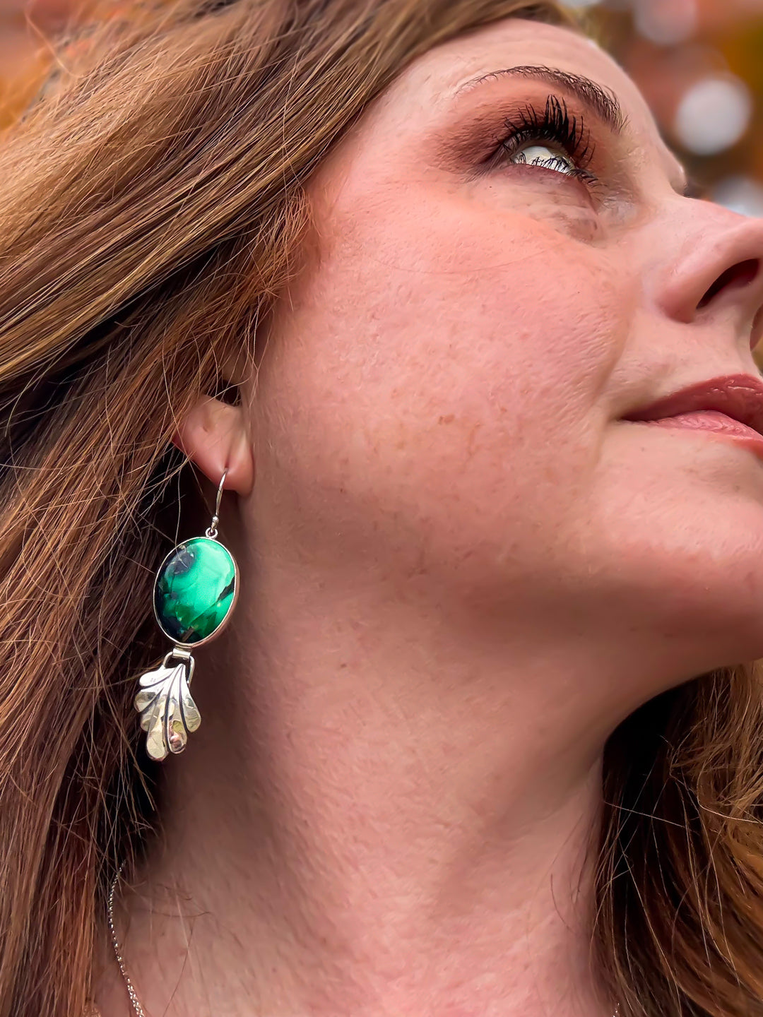 Emerald Rose Variscite Earrings