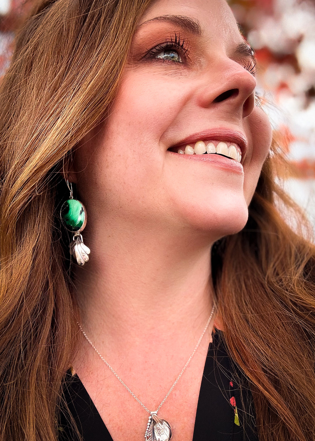 Emerald Rose Variscite Earrings
