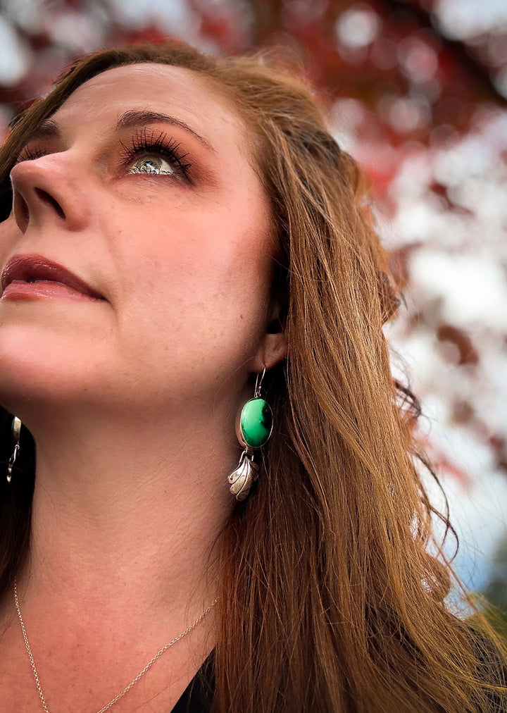 Emerald Rose Variscite Earrings