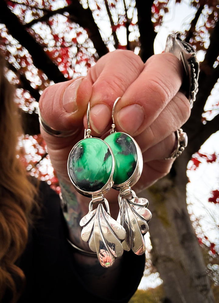 Emerald Rose Variscite Earrings