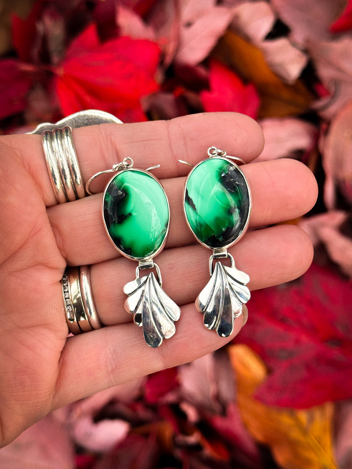 Emerald Rose Variscite Earrings