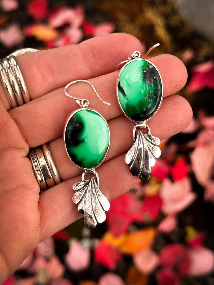 Emerald Rose Variscite Earrings