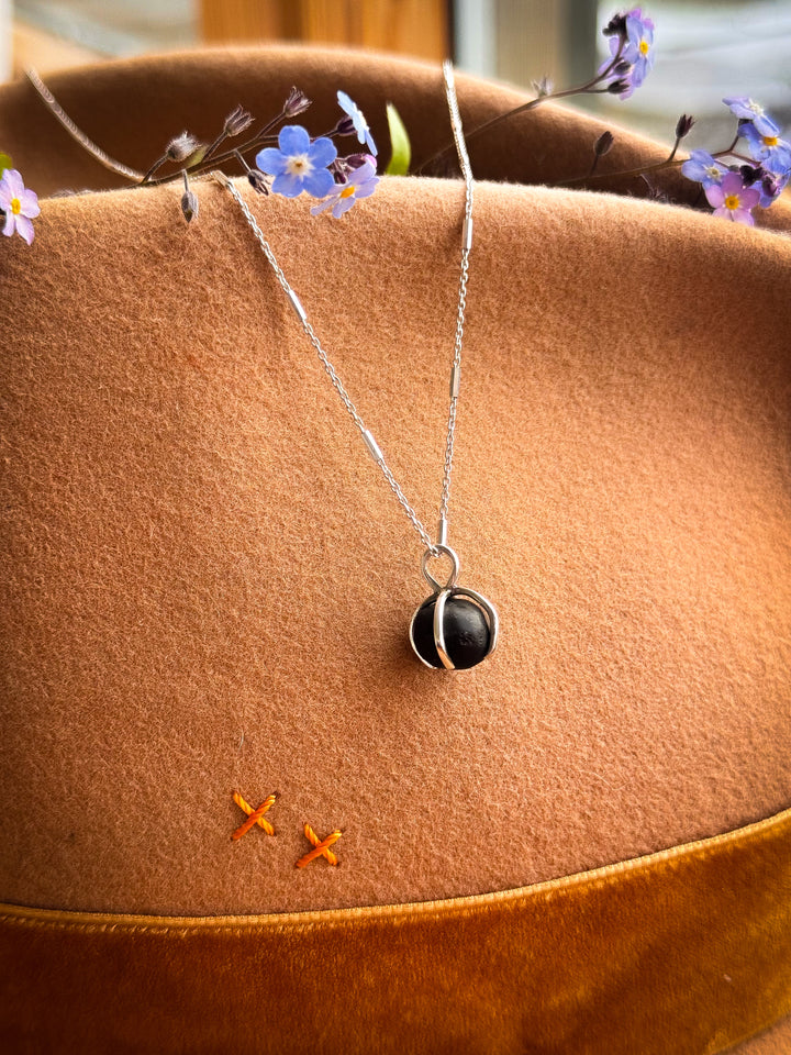 Alaskan Raw Garnet Sterling Silver Pendant Necklace