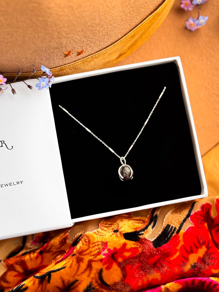 Alaskan Raw Garnet Sterling Silver Pendant Necklace