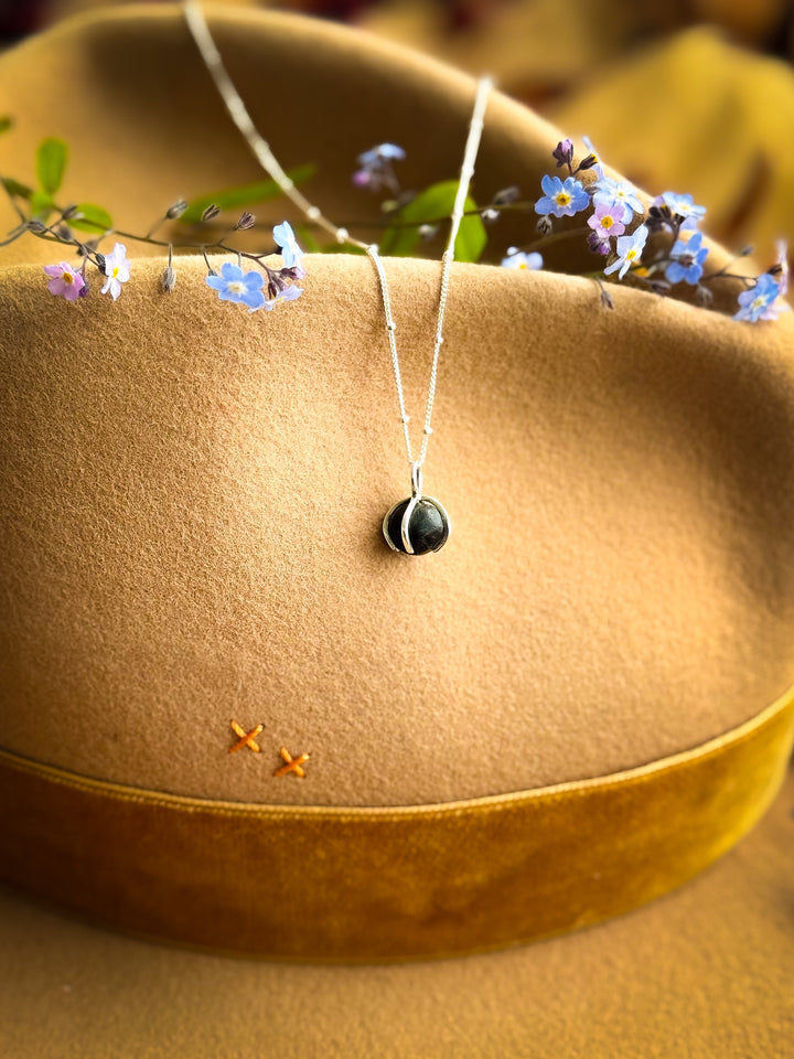 Alaskan Raw Garnet Sterling Silver Pendant Necklace
