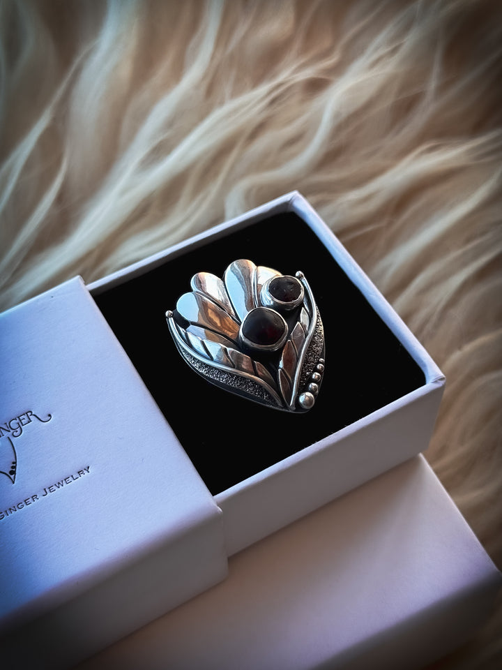 Twin Stars Garnet Memorial Ring