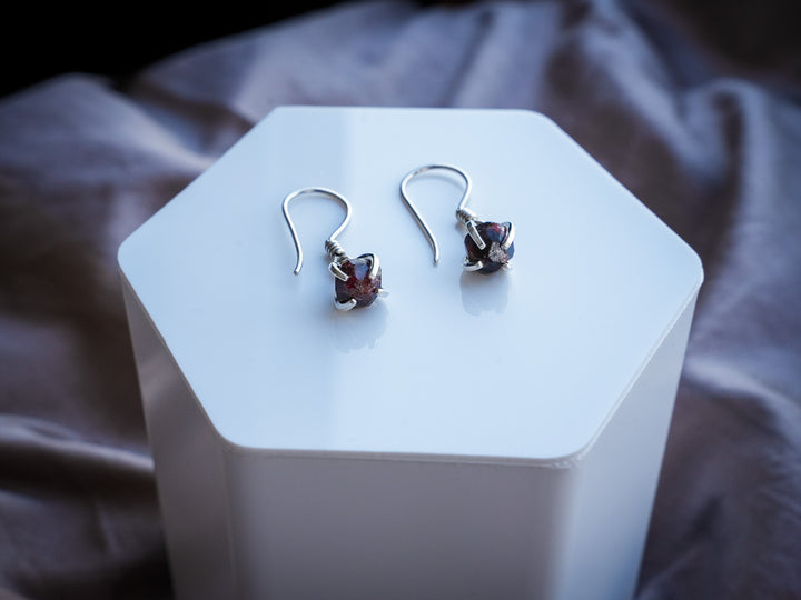 Alaskan Raw Garnet Drop Earrings