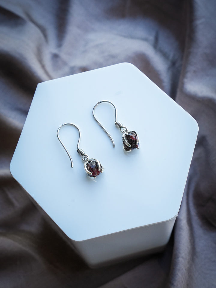 Alaskan Raw Garnet Drop Earrings