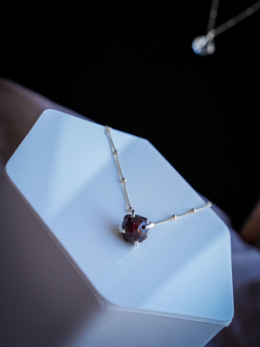 Alaskan Raw Garnet Sterling Silver Pendant Necklace