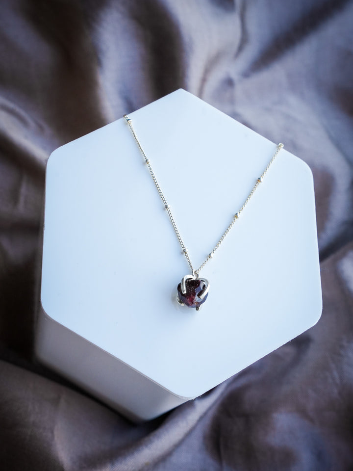 Alaskan Raw Garnet Sterling Silver Pendant Necklace