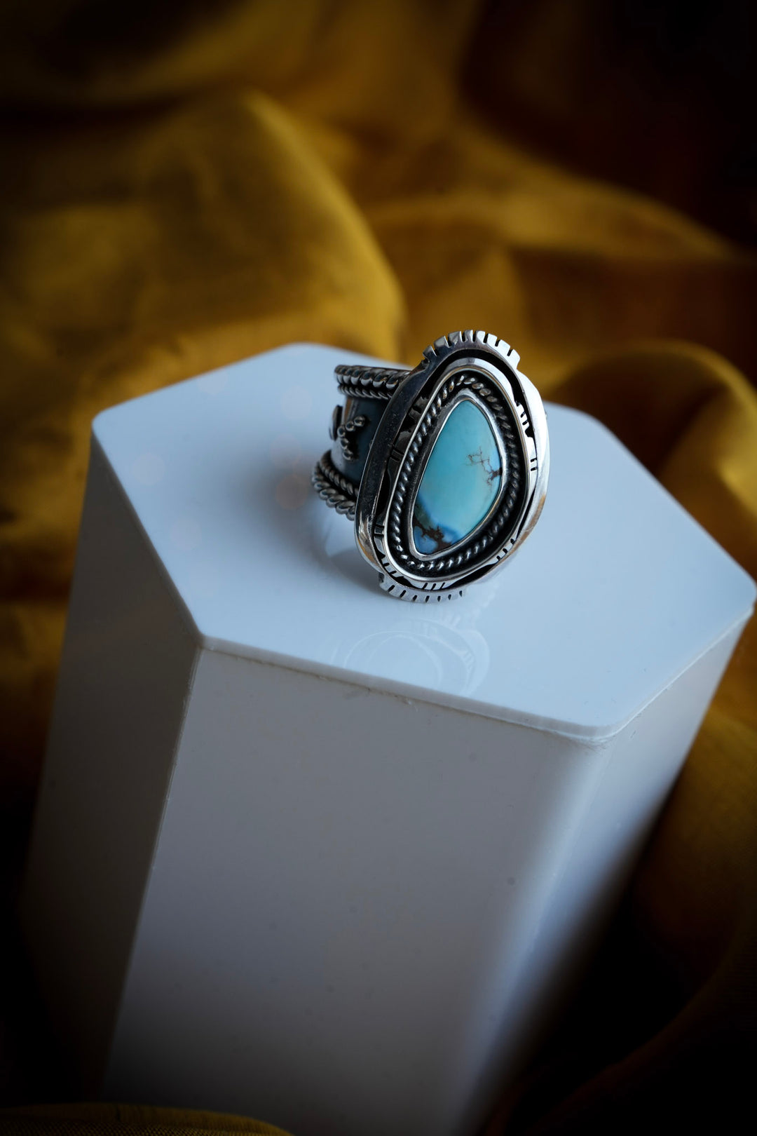 Golden Hills Turquoise Rugged Band Ring