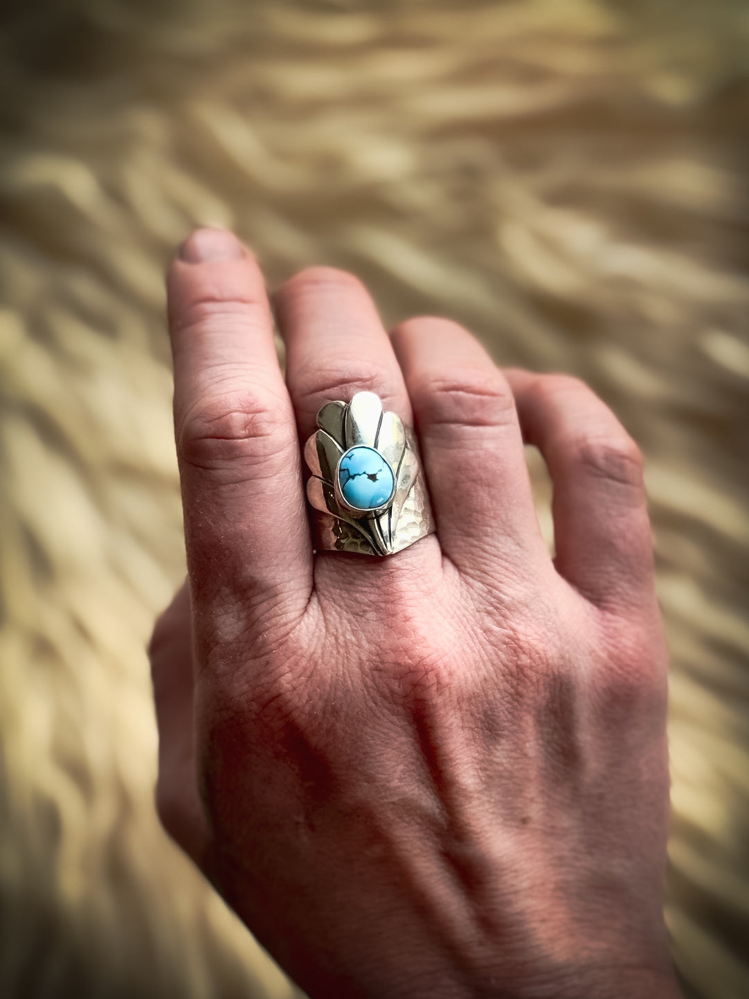 Freya's Shield Ring - Golden Hills Turquoise