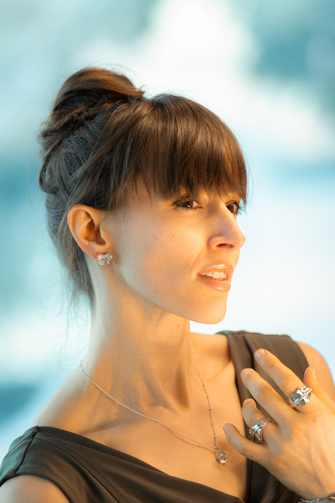 Large Herkimer Diamond Studs