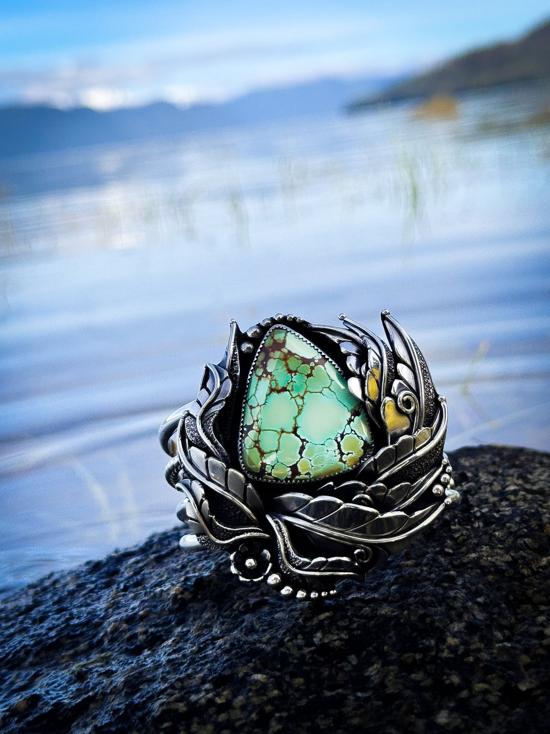 High Grade Iron Maiden Turquoise Botanical Cuff