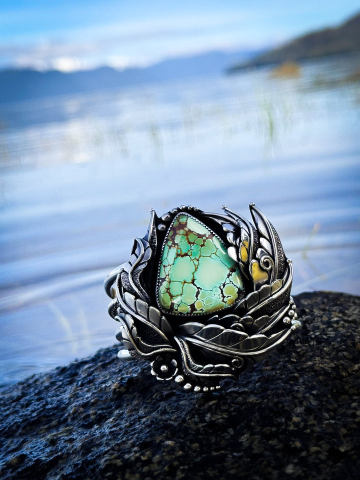High Grade Iron Maiden Turquoise Botanical Cuff
