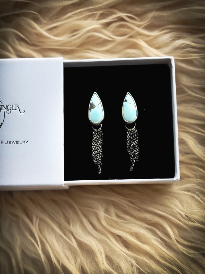 Lone Mountain Turquoise Chain Fringe Studs
