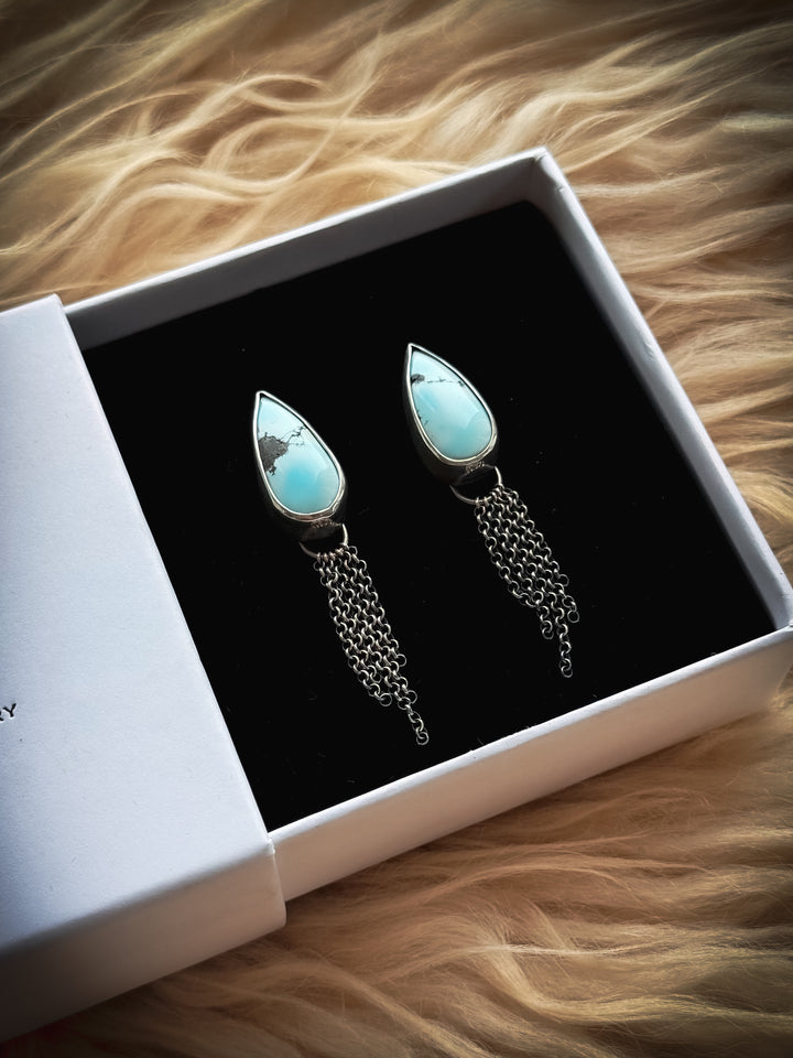 Lone Mountain Turquoise Chain Fringe Studs