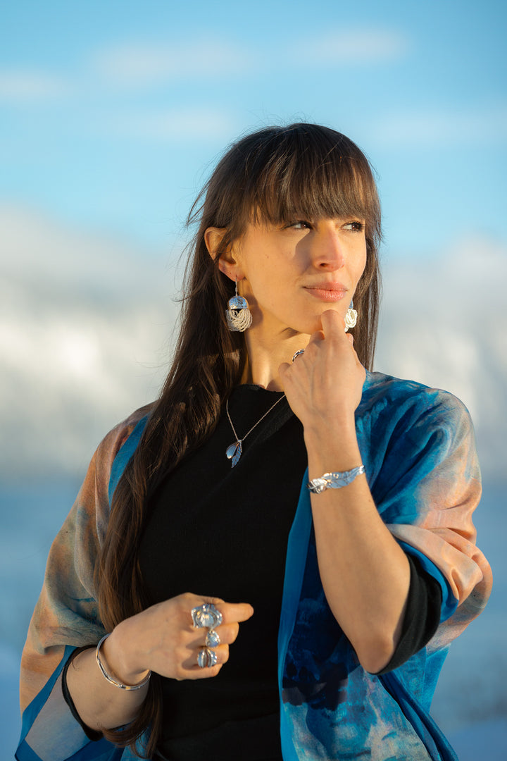 Glacial Lace Drops - White Beaded Earrings