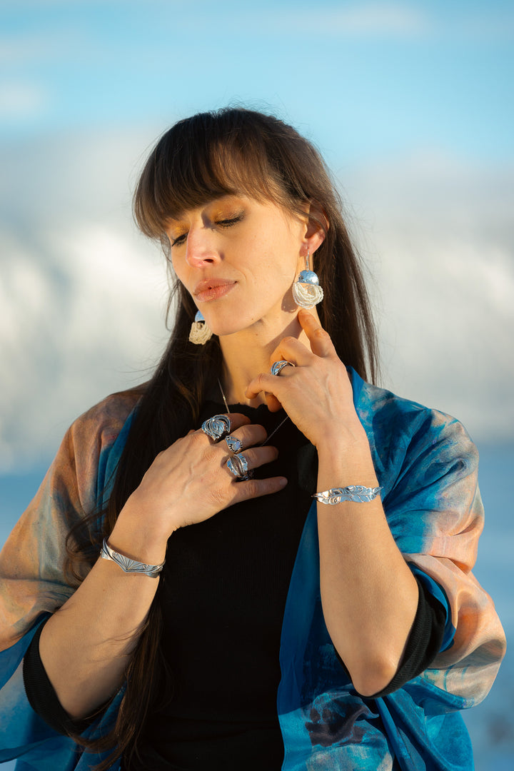 Glacial Lace Drops - White Beaded Earrings