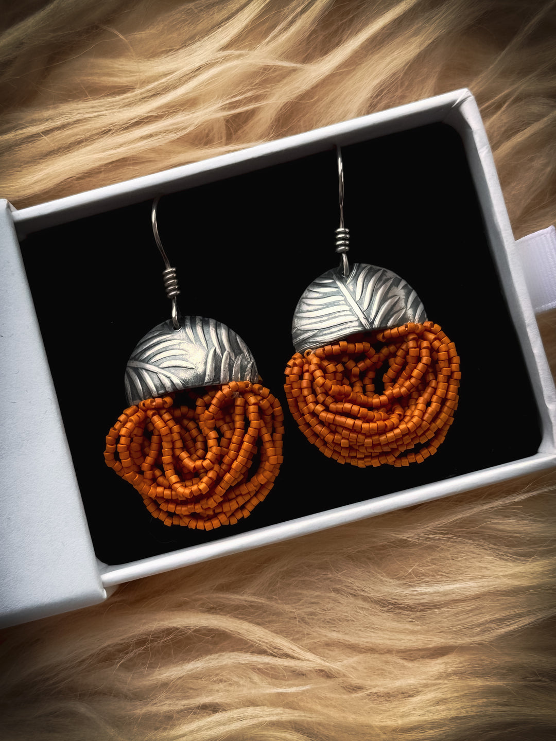 Autumn Lore Swings - Mustard Beaded Earrings
