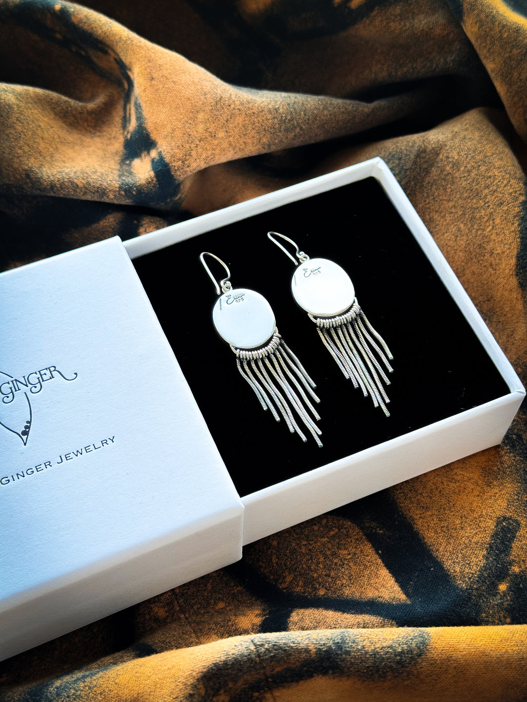 White Buffalo Sterling Silver Fringe Earrings
