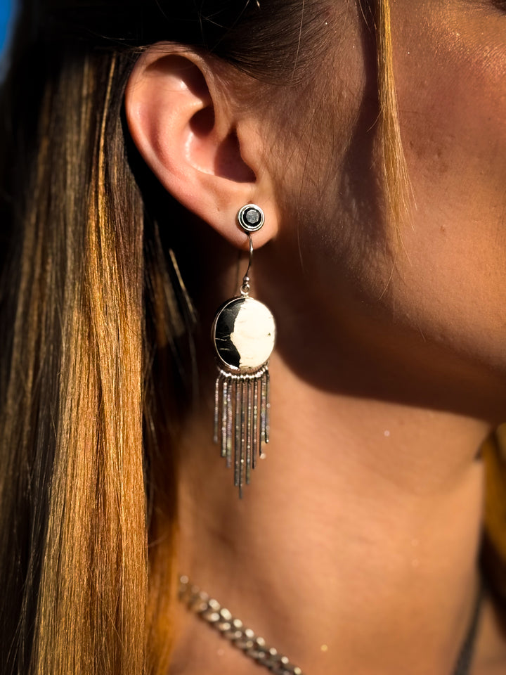 White Buffalo Sterling Silver Fringe Earrings