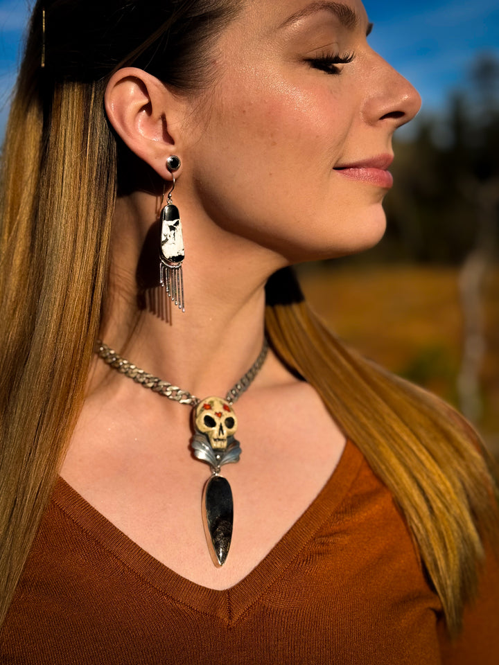White Buffalo Sterling Silver Fringe Earrings