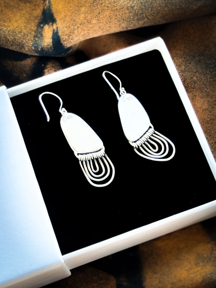 White Buffalo Sterling Silver Fringe Earrings