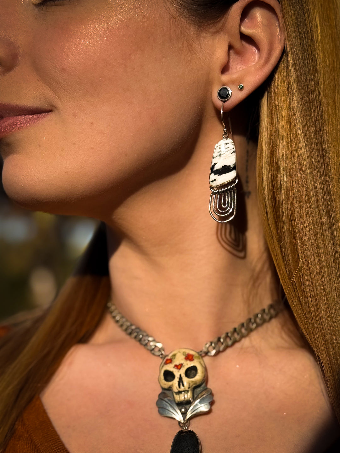 White Buffalo Sterling Silver Fringe Earrings