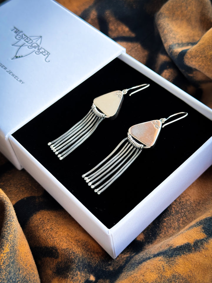 White Buffalo Sterling Silver Fringe Earrings