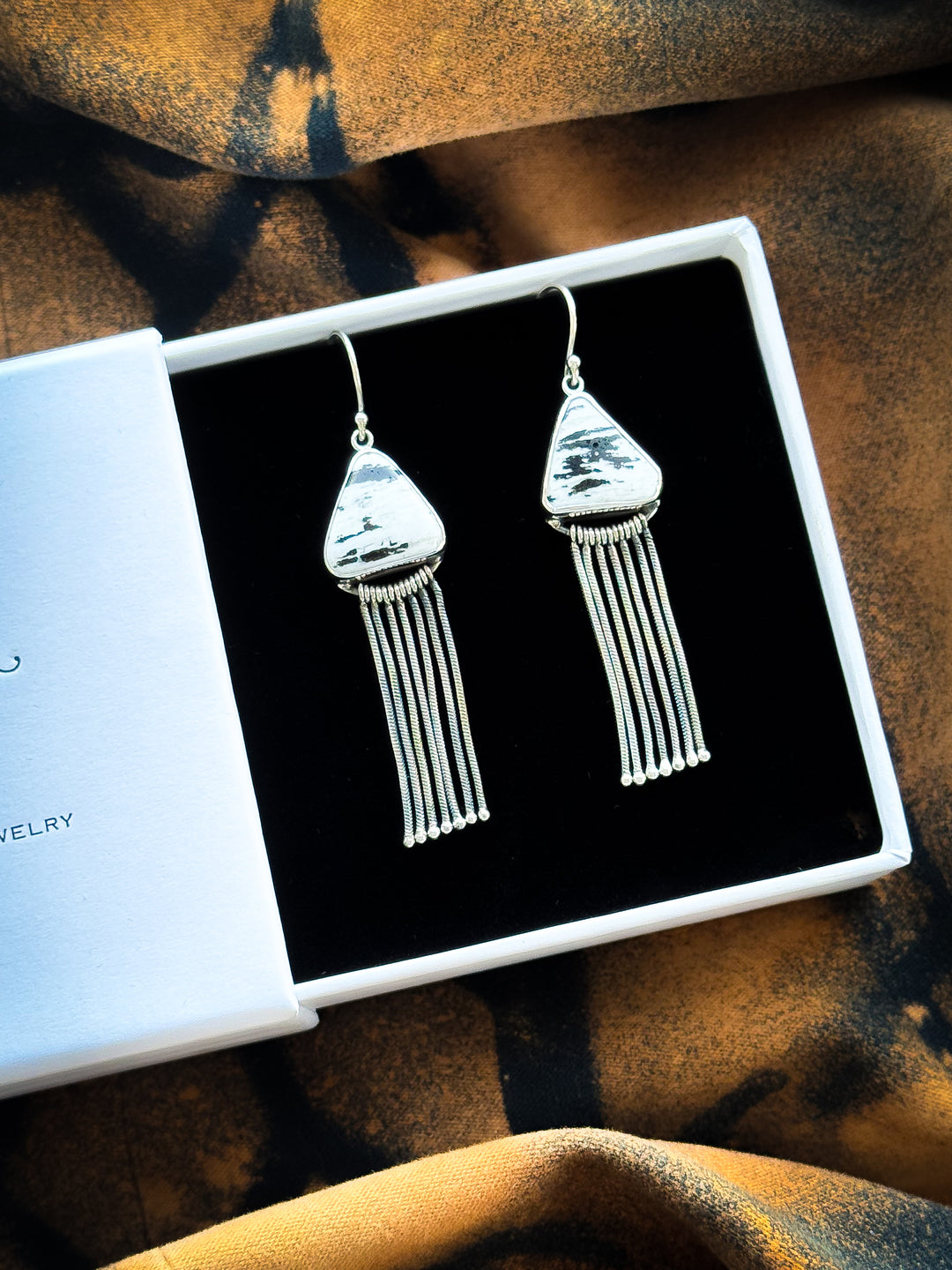 White Buffalo Sterling Silver Fringe Earrings
