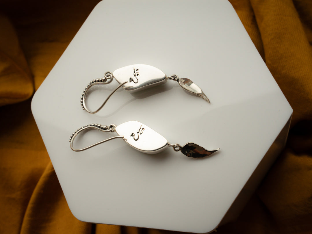 Carico Lake Turquoise Sterling Silver Leaf Earrings