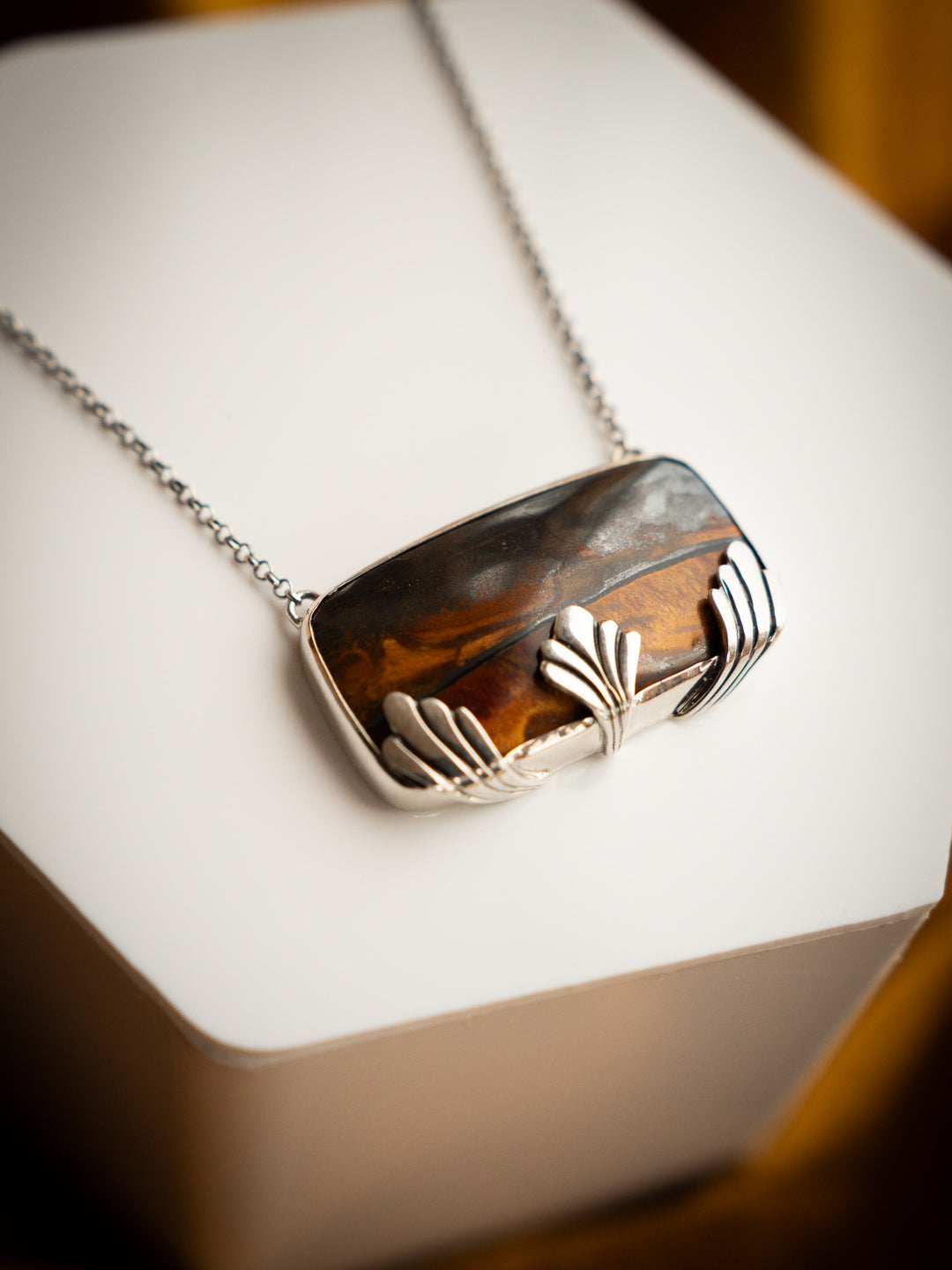 Mara Mamba Tiger’s Eye Statement Pendant Necklace