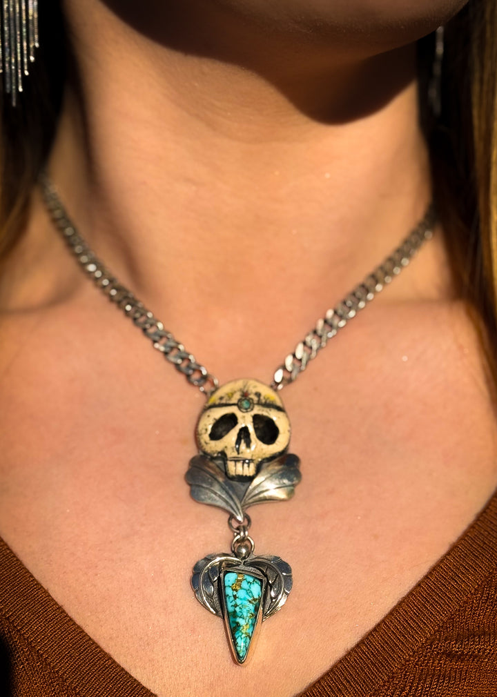 Skull & Turquoise Necklace