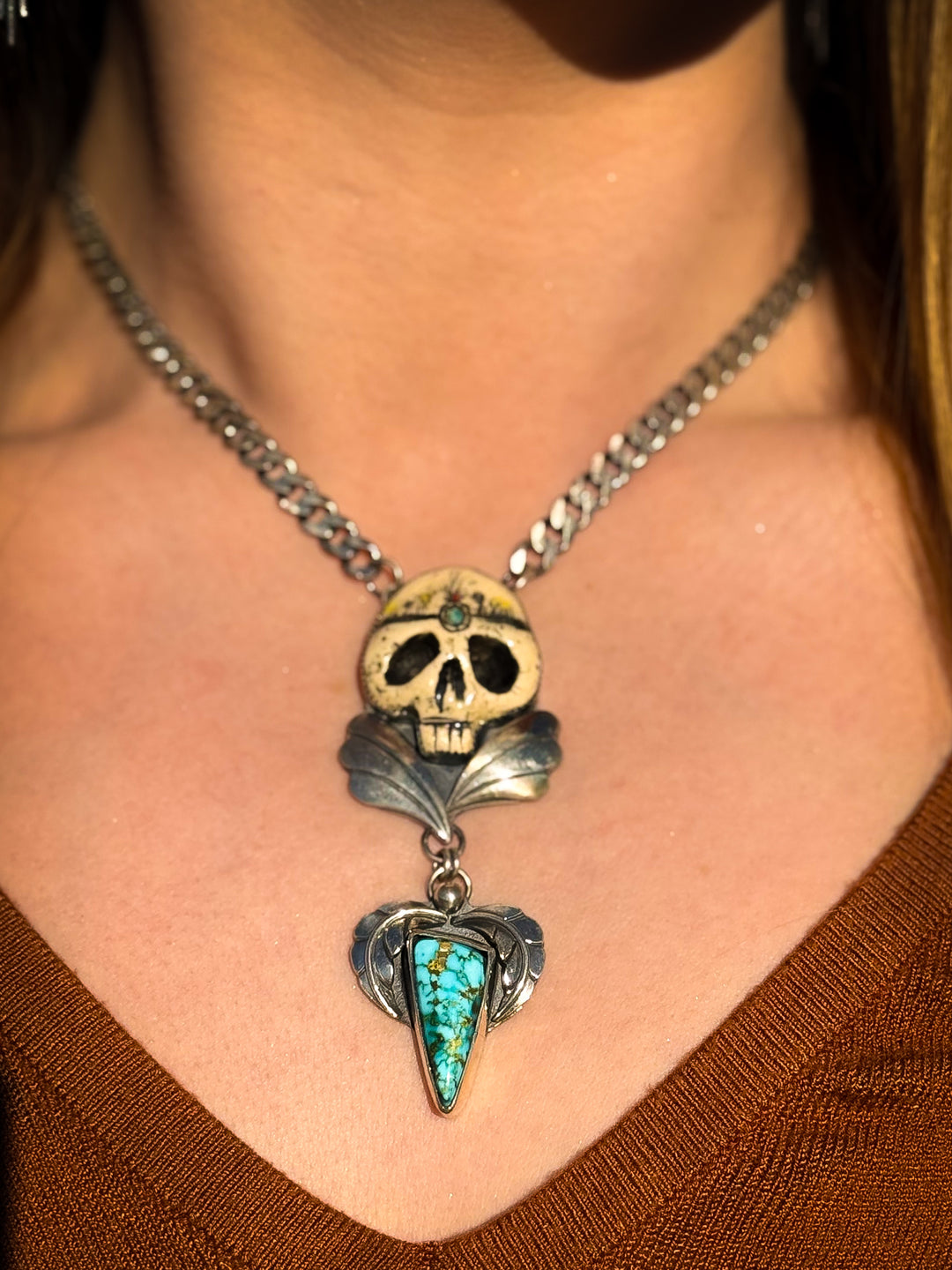Skull & Turquoise Necklace