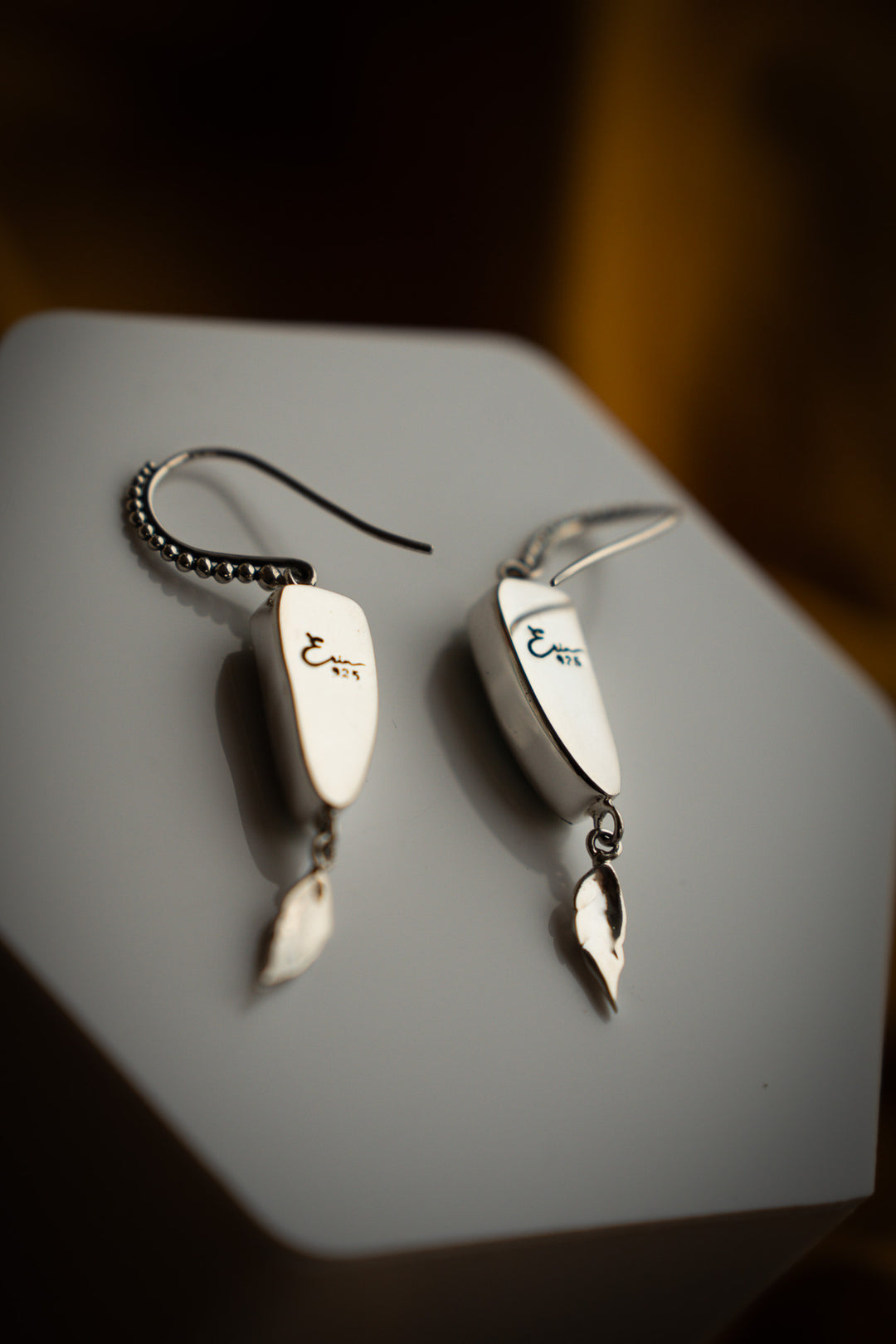 Carico Lake Turquoise Sterling Silver Leaf Earrings